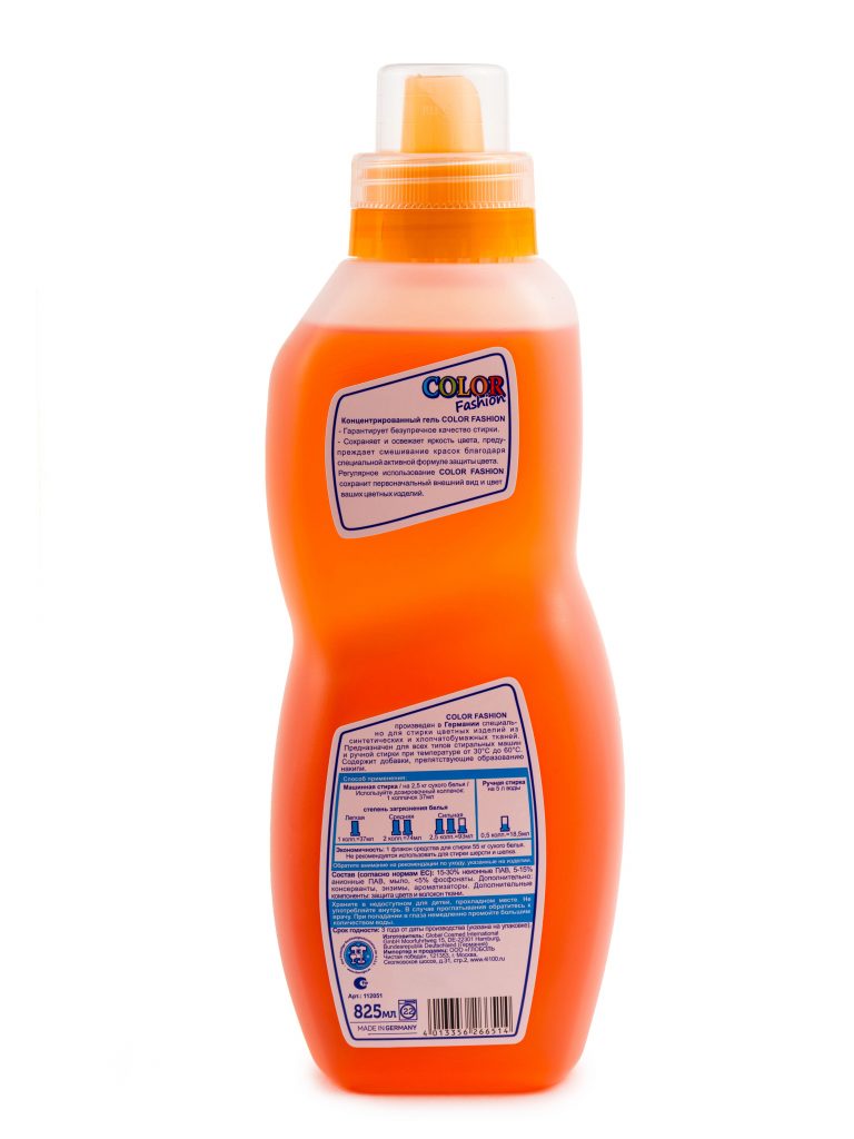 Концентрированный гель для стирки цветного белья Color Fashion 825мл